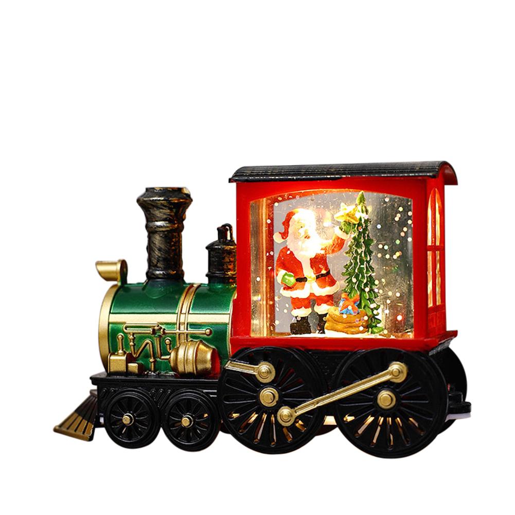 Christmas Train Lantern Decoration Christmas Snowman Santa Train Water Swirling Glitter Lantern Battery Operated Christmas Gifts