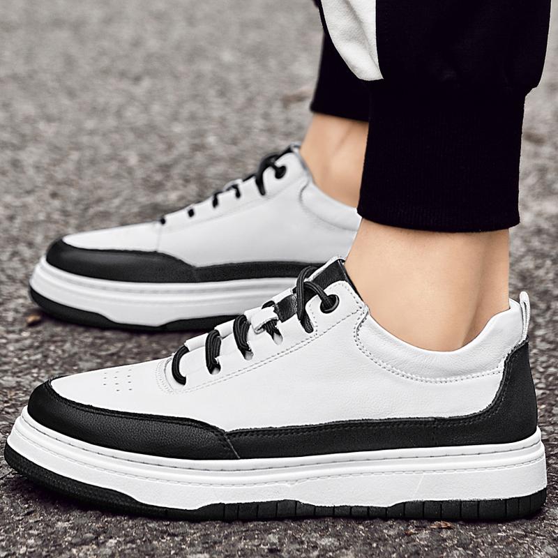 Genuine Leather Mens Breathable Sneakers All-match Men Casual Shoes High Quality Outdoor Skate Shoes Men Lace-Up Men's Footwear