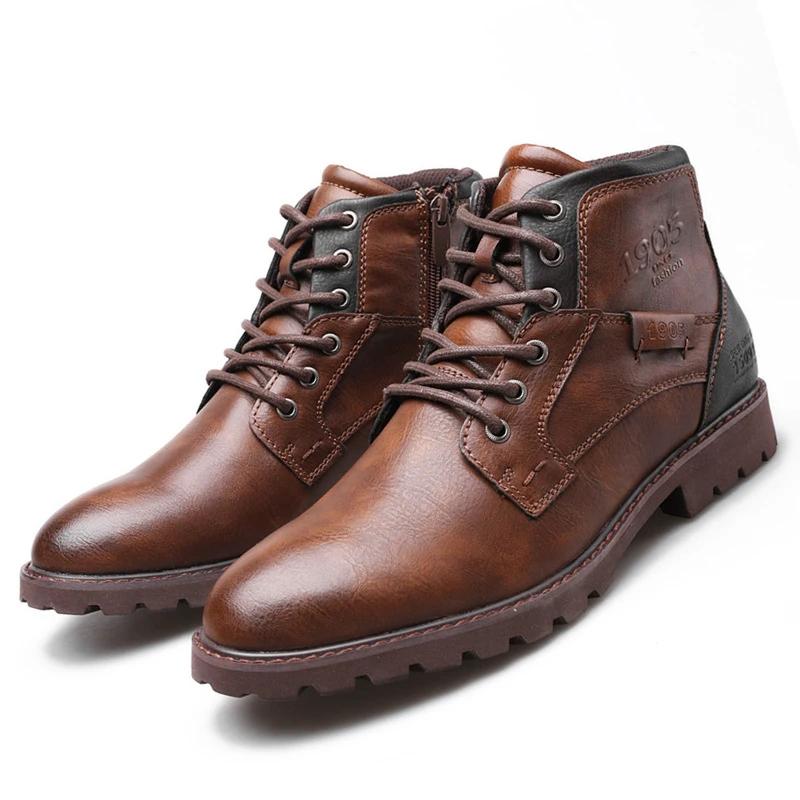 Handmade Men Ankle Boots Luxury Retro Men's Motorcycle Boots for Men High Quality Outdoor Work Shoes British Style Men Boots