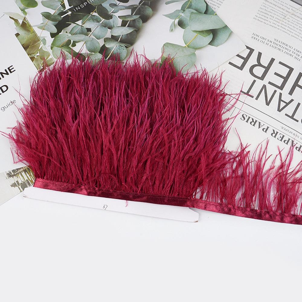 Feather1 Meter Ribbon Tassel Natural Ostrich Feathers 8-10cm Wide Fluffy Texture Ostrich Feathers Trim Sewing Decoration Apparel Fabric