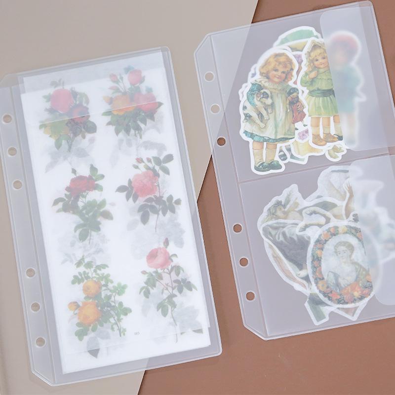 A5/A6 Loose-Leaf Storage Album: Frosted Transparent Bag with Stickers & 6-Hole Options