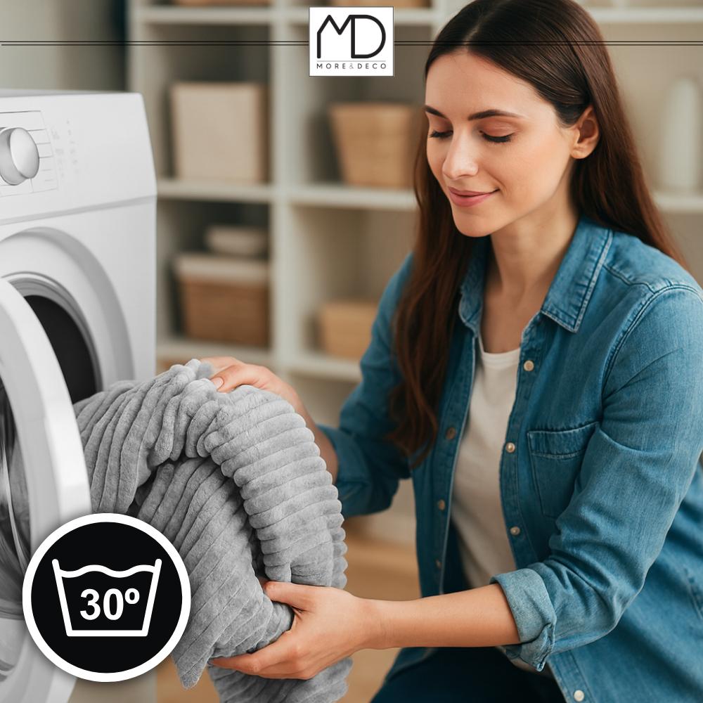 Blanket bedspread striped bed armchair large gray 160x200cm plush blanket