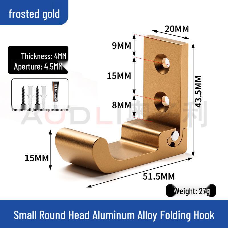 Schwarzer Wandmontierter Klappmantelhaken aus Aluminiumlegierung - Stanzfrei, Solider Einzelhaken