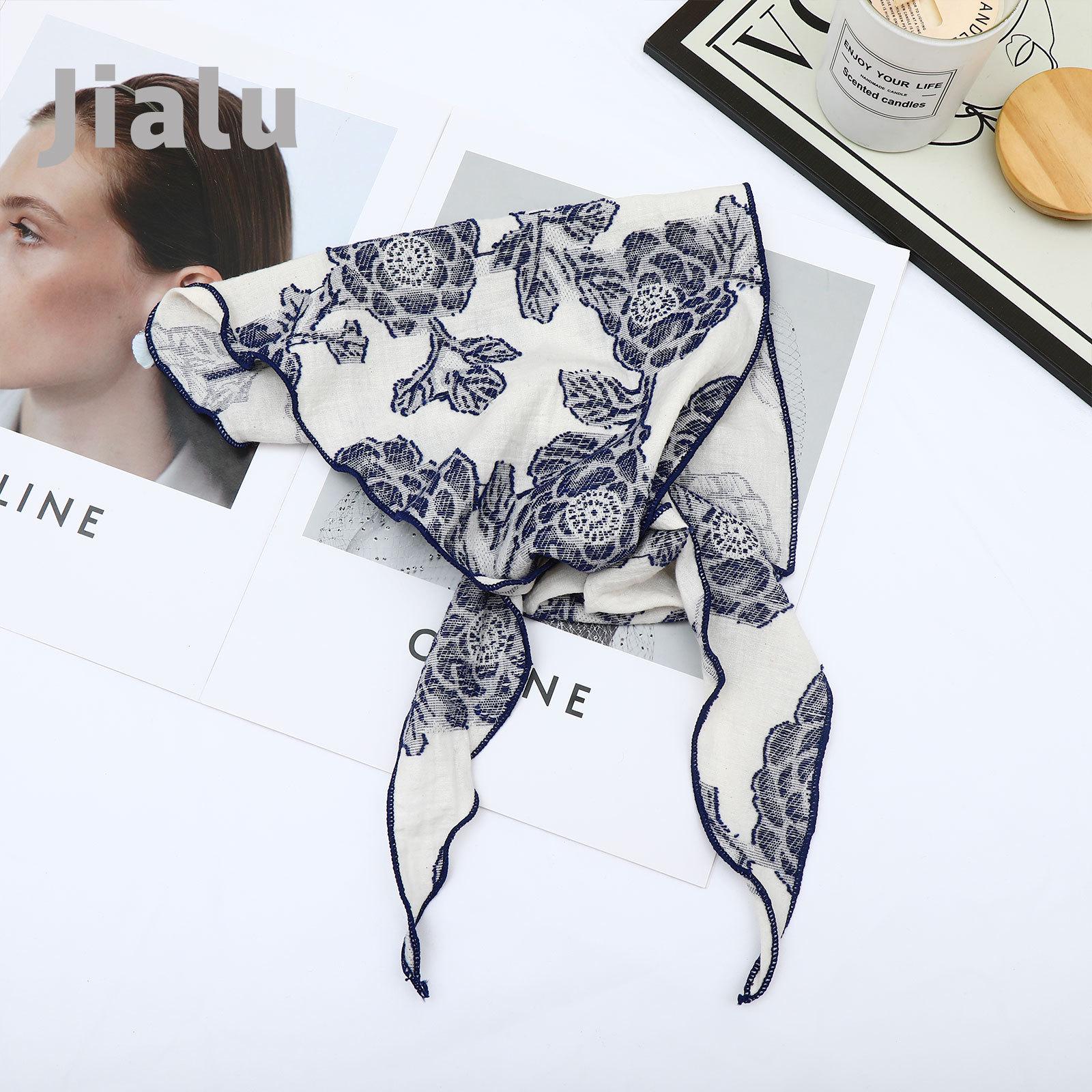 

Women s Spring Summer Ethnic Cotton-Linen Triangle Scarf - Versatile, Lightweight Rose Shawl 100*27CM
