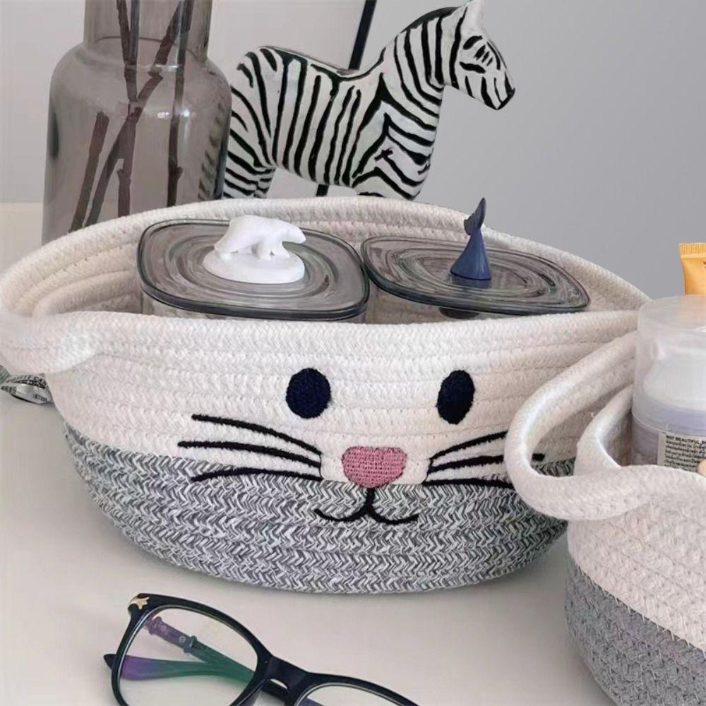 

Handle Woven Baskets Cotton Organizing Bag New Storage Basket Shy