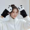 Women Plush Warm Glove Lovely Rabbit Cat Panda Mittens Flip Fingerless Glove Soft Girls Thick Gloves Flexible Half Finger Winter