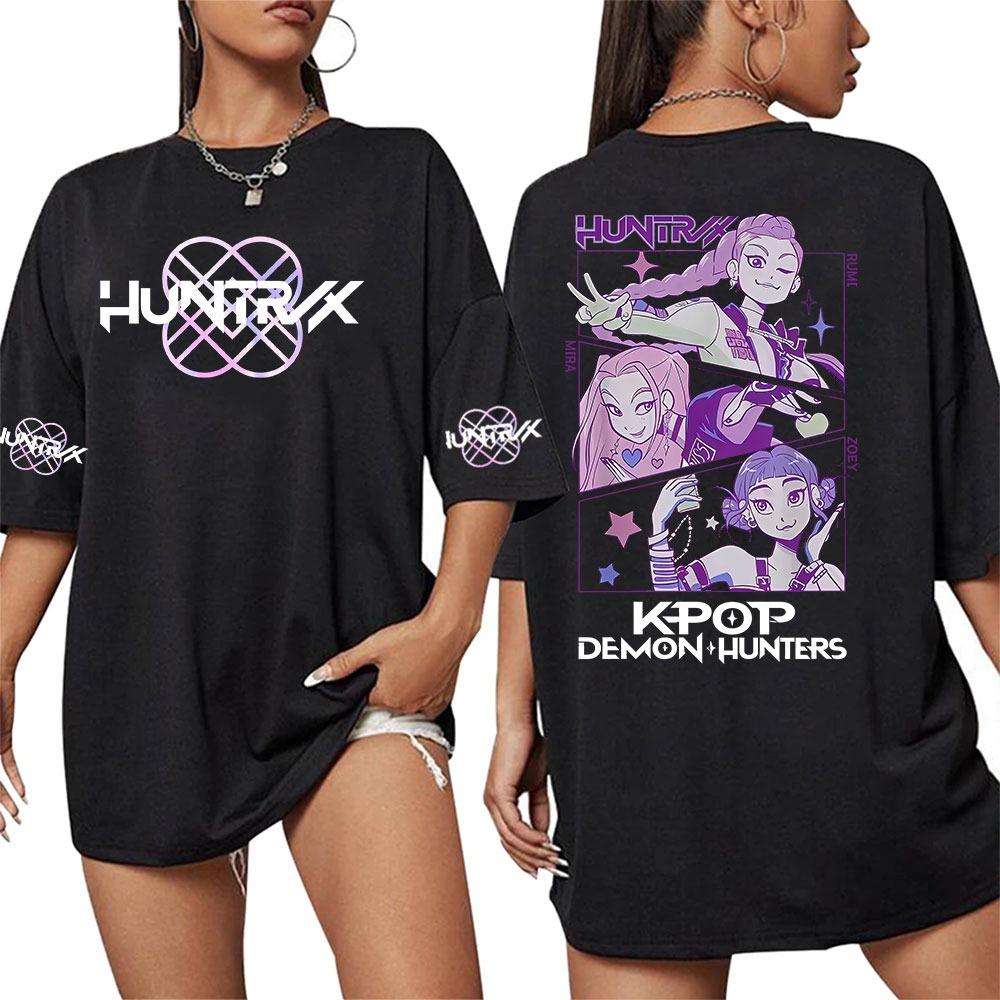 K-pop Demon Hunters Rumi Mira Zpey 2025 Film Graphic T-Shirt Men Women Harajuku High Quality Oversized Cotton T Shirt Streetwear