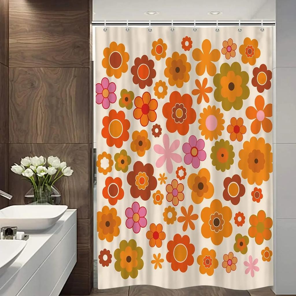Watercolor Floral Shower Curtain Modern Home Bathroom Decorative Fabric Waterproof Shower Curtain 90x180cm