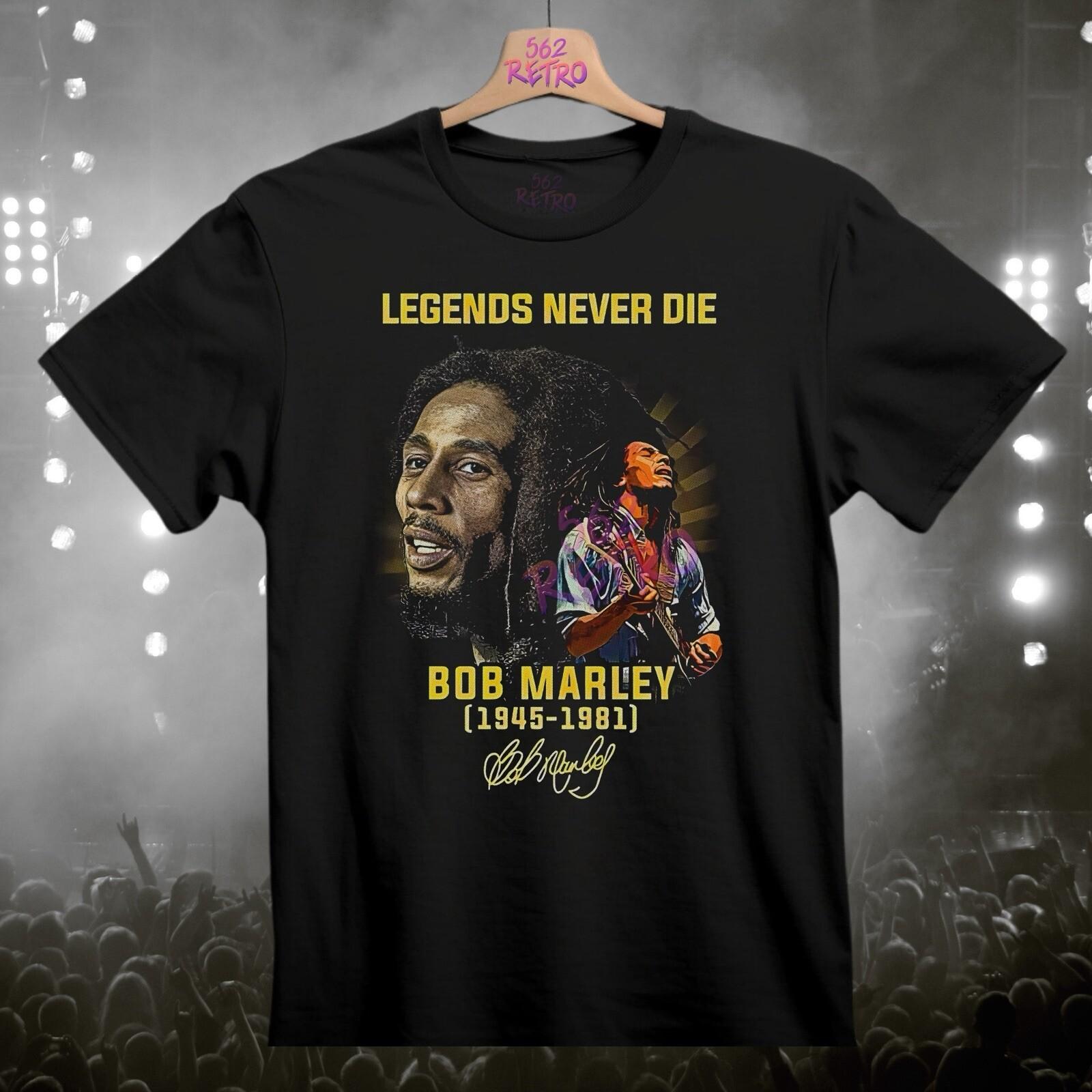 Bob Marley Legends Never Die Band T-Shirt Black S-3XL L