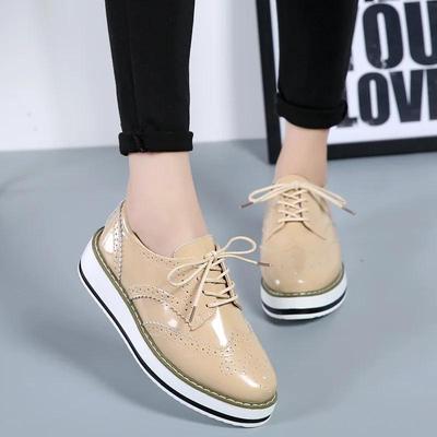 Women Platform Flats Leather Lace Up Classic Bullock Footwear Female 2025 Spring Autumn Oxford Shoes Plus Size 43 Zapatos Mujer