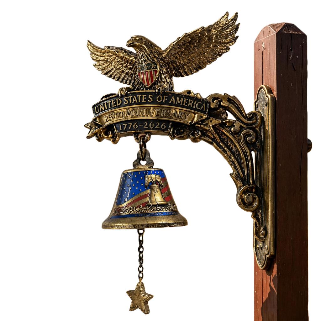 Eagle Desgin 250th Anniversary Commemorative Doorbell USA Flag Hangable Manual Ring Decorative Bell for Collectors and Patriotic