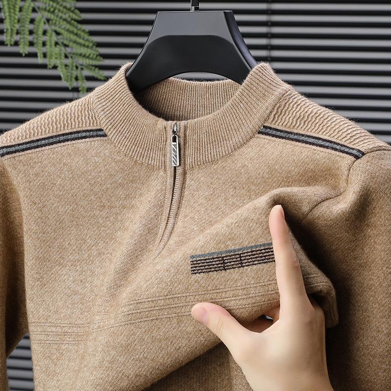 Men s Winter Knitwear: Thickened Zipper Half-High Collar Sweater - Fashionable & Warm Dad s Wear 175/88A