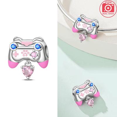 Pink Shoes Game Console Swan Pendant Moon Baby Original Beads Fit Bracelet Women Copper Children'S Day Gifts Set Jewelry
