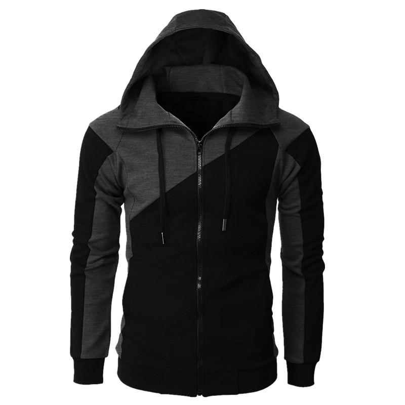 Men's Casual Patchwork Hoodie Jacket - Plus Size