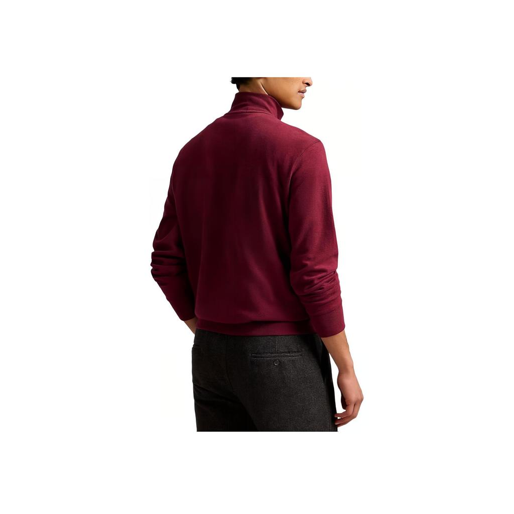 Polo Ralph Lauren Solid Color Half-Zip Logo Embroidered Long Sleeve Sweatshirt Men Sweatshirt Burgundy 710890534-024