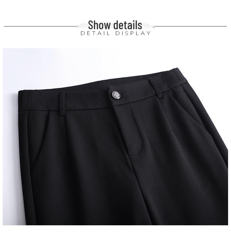 Women's High-Waisted Slimming Straight-Leg Suit Pants - Loose, Elastic, Plus Size, Casual for Spring & Autumn