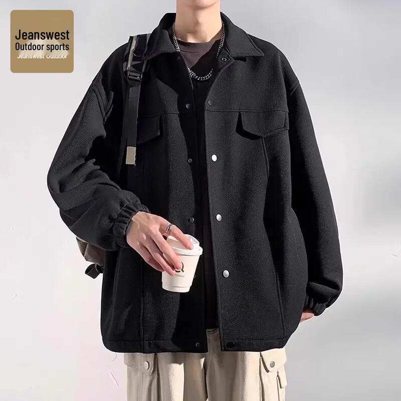 Jeanswest Men's Versatile Loose Fit Lapel Outdoor Jacket