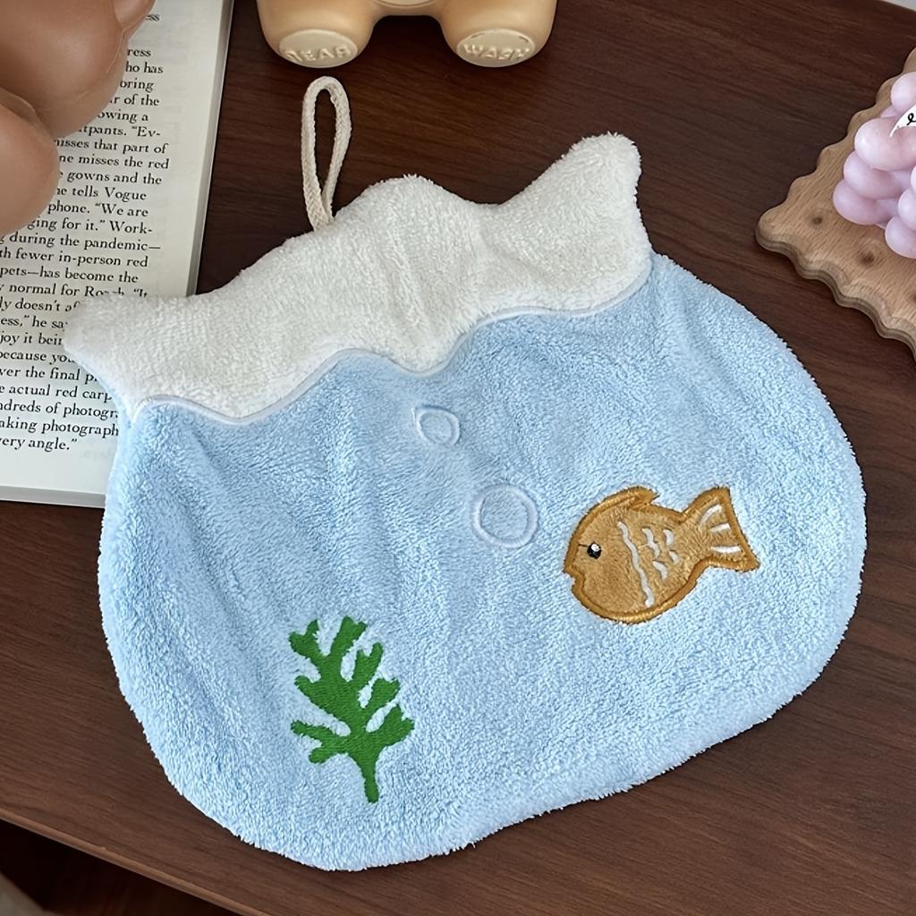Fish Tank Hand Towel, Cartoon Cute Coral Velvet Hand Towel, Absorbent Without Shedding Hair, Hanging Square Towel, Hand Towel