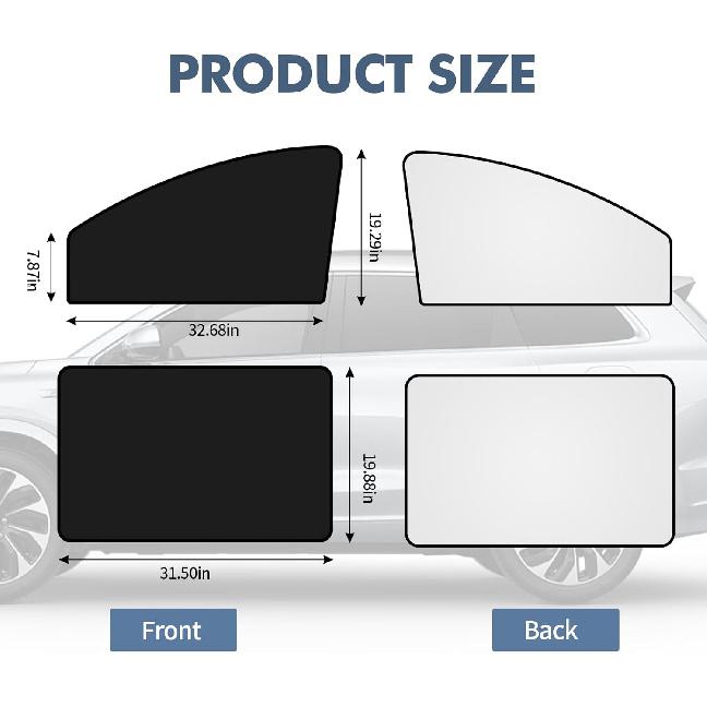 4PCS Car Window Shades, Magnetic Car Side Window Sun Shades, Automotive Side Window Sun Blocker For Light & Heat & UV Protection, Vehicle Privacy