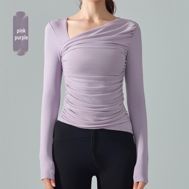 

Women s Slimming Long Sleeve Yoga Top with Chest Pads for Autumn and Winter Fitness Large