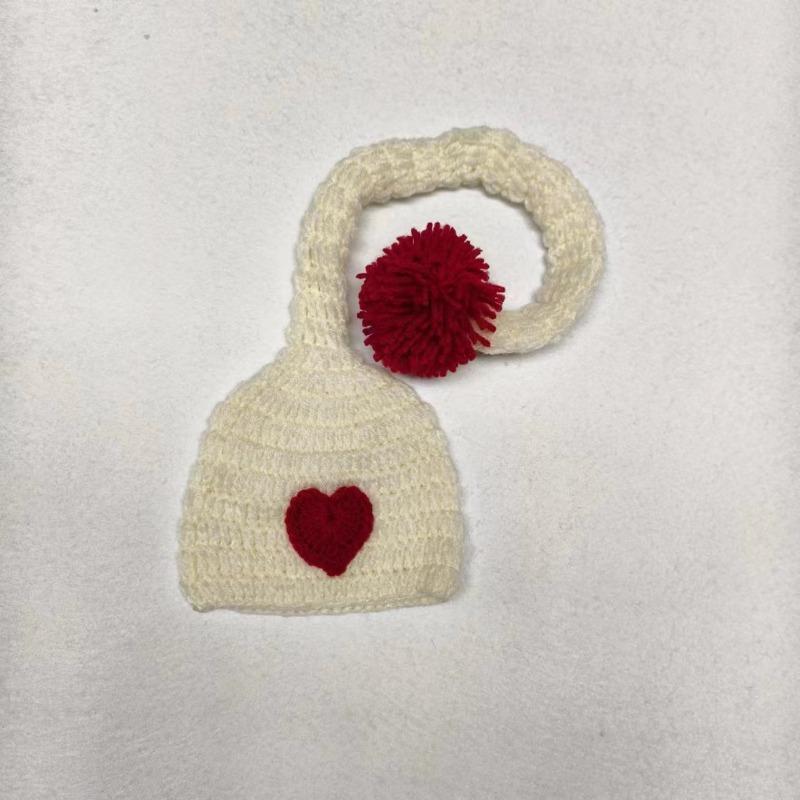 Handmade Knitted Long Tailed Hat 1pc Newborn Baby Four Seasons Milky White Baby Photo Shoot Children Photography Studio Props