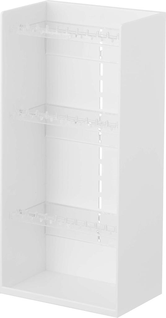 Yamazaki Jitsugyo 5599 Geantă de depozitare accesorii 4 niveluri Albă Aprox.. Cutie turn de bijuterii cu capacitate mare, Lățime 12 x A 7,7 x Înălțime 25 cm, pentru depozitarea obiectelor mici