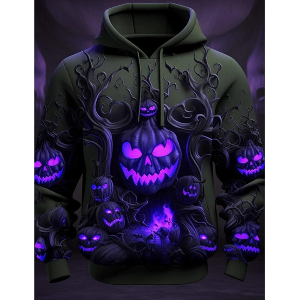 Full Print Pumpkin Graphic Halloween Hoodies For Men Women Fashion Oversized Pullovers Sweatshirts Clothes Tracksuit Sudaderas
