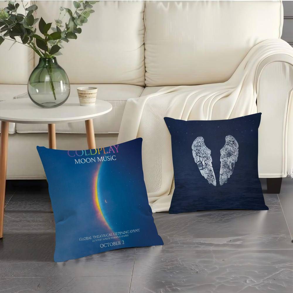 Band C-Coldplay Moon Music Maple Design Cushion Cover Happy Autumn Harvest Decor Holiday Decorati Pillow Cover