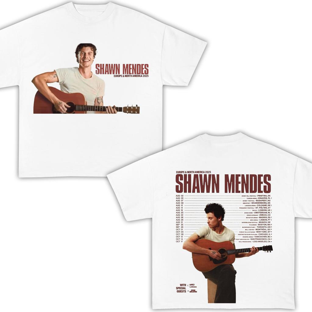 On The Road Again Tour 2025 T-Shirt New In Fashion Casual Loose Short Sleeve Round Neck High Quality Street Wear Shawn Mendes
