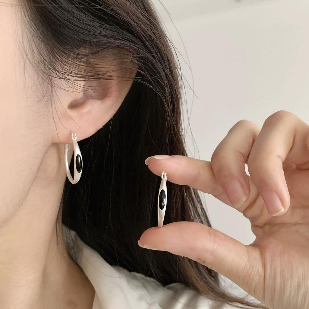 925 Silver Chunky Hoop Earrings for Women Geometric Circle Punk Ear Jewelry Party Gifts New