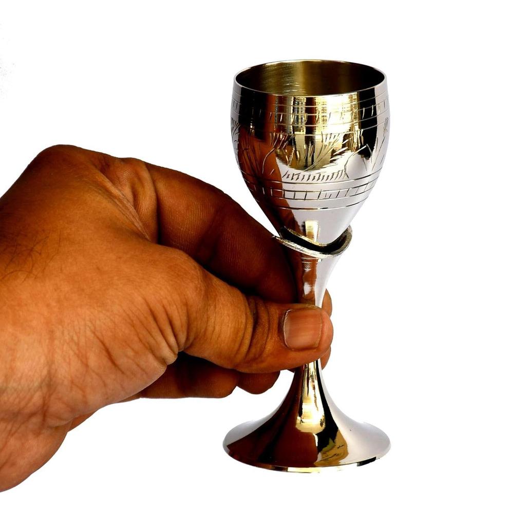 ESPLANADE Brass Engraved Wine Glass, Metal Goblet, Champagne Flutes, Royal Medieval Chalice Vintage Coupe,