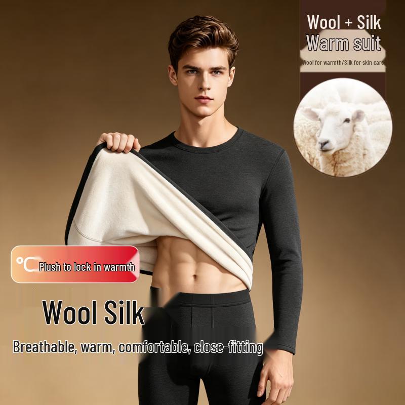 ROMON Thermal Underwear Set - Fleece-Lined Silk Blend