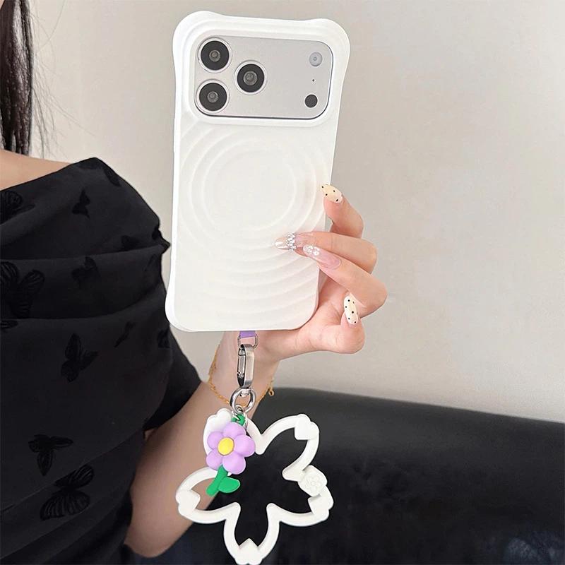Silicone Cherry Blossom Phone Lanyard Strap Non-Slip 1Pcs Soft Tape Gasket Small Flower for Girls Phone Decoration Use