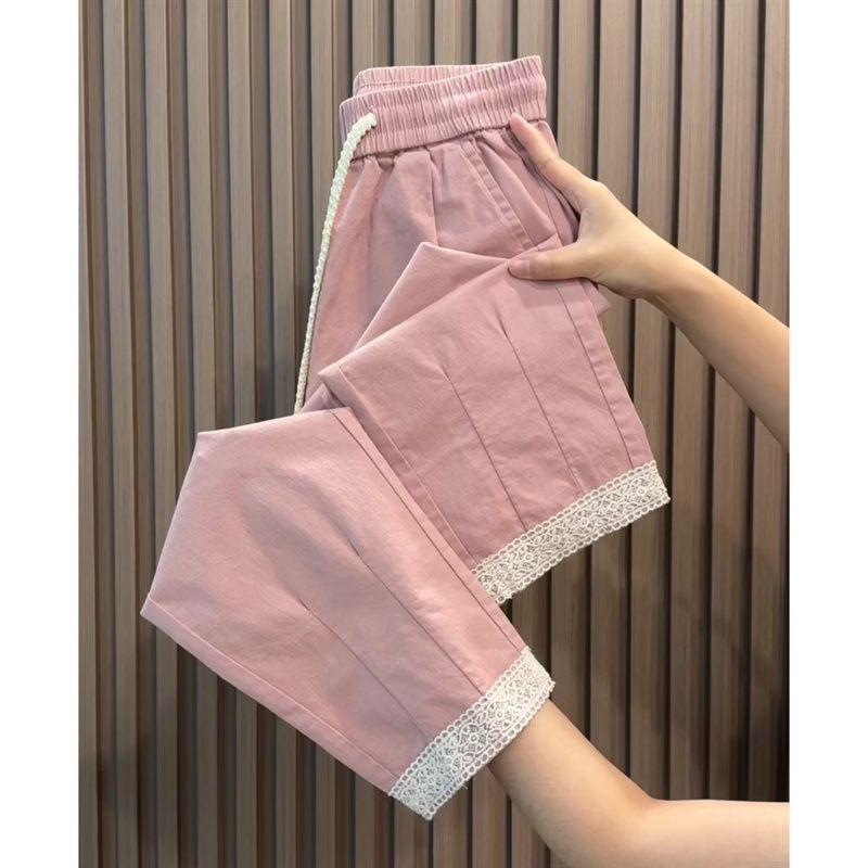 

Ice Silk Women s Summer Lightweight Slimming Loose-Fit Quick-Dry Straight Casual Sports Pants (Plus Size Available) XL (121-140 jin) розовый