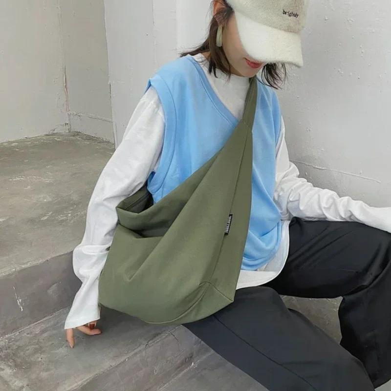 2024 New Canvas Totes Bags Women Casual Wild Ladies Handbags Solid Color Shoulder Women Bag Simple Female Messenger Bag Purses