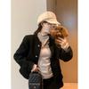 Lace semi-turtleneck bottoming shirt women's spring German velvet thickened long-sleeved shirt design sense inner top
