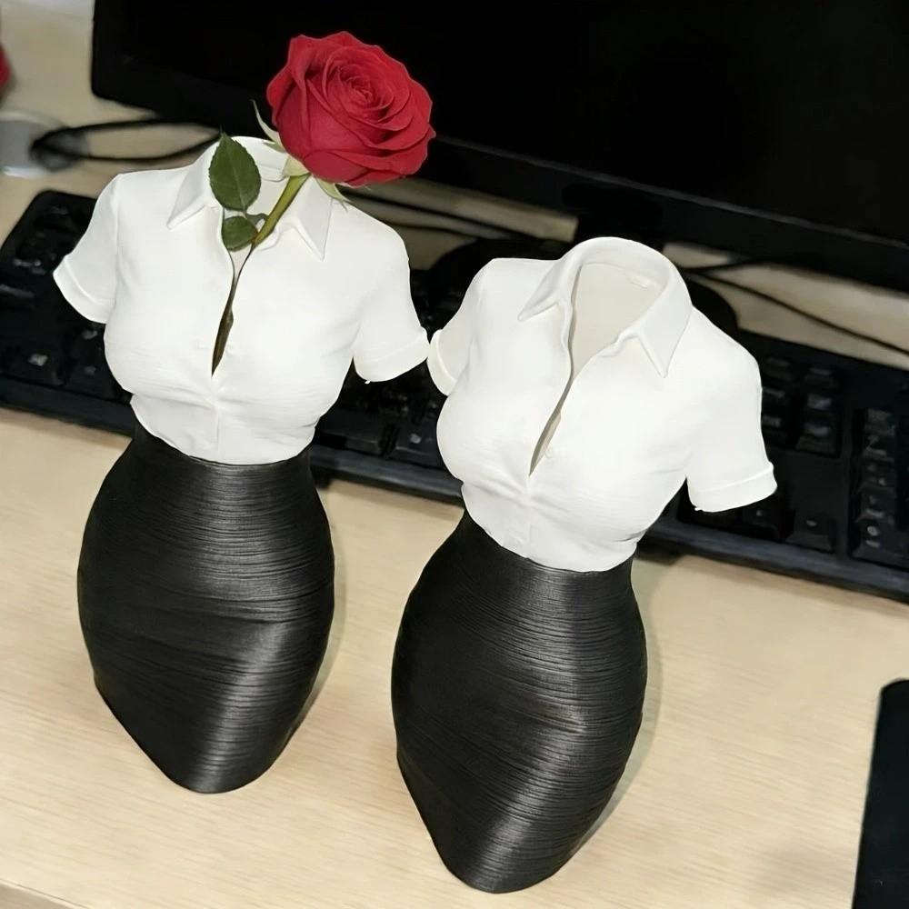 Leather Skirt Lady Half-Body Statue White Shirt Professional Clothing Figurine  Entryway Display