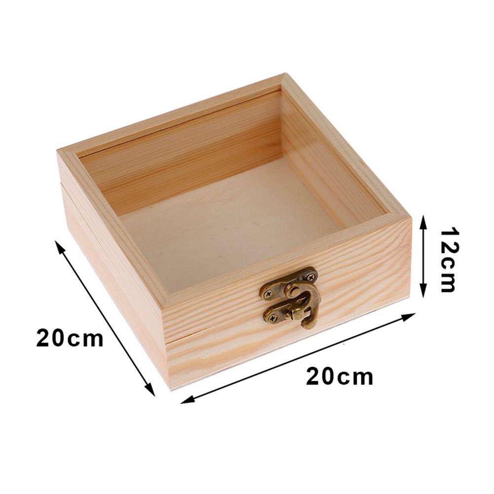 Storage Box Hinged Jewelry Box Pine Souvenir Square