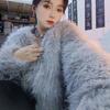 Winter Classic Temperament Lady Plush Short Coat Pure V-neck Casual Style Women's Fox Fur Coat