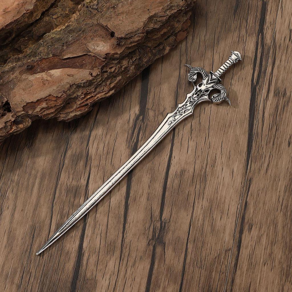 Viking Gothic Skull Ram Head Sword Hair Stick - Norwegian Style Party Accessory