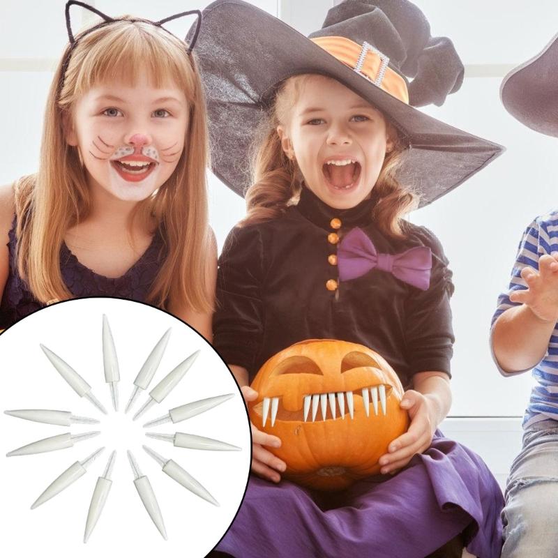 10 Pieces Realistic Pumpkin Teeth for Costume Parties and Jokes Halloween Themed Accessories Creative Party Accessory