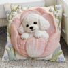 Cute Cartoon Animal Flower Throw Pillow Cover Soft Decorative Cushion Case for Sofa Bedroom Home Decoration, Pillow Cover Only