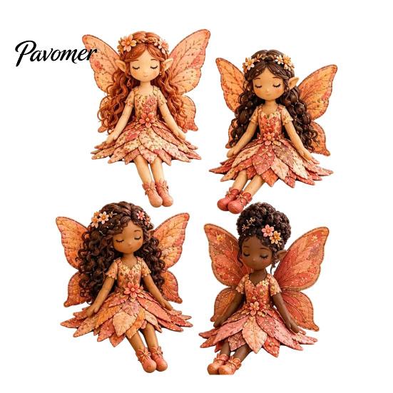 Künstlerische Heimdeko Bastelset Magische Fee Patchwork, DIY Blumenstoff Nähen Dekoratives Figuren-Set 4-flügelige Puppen, für Anfänger,