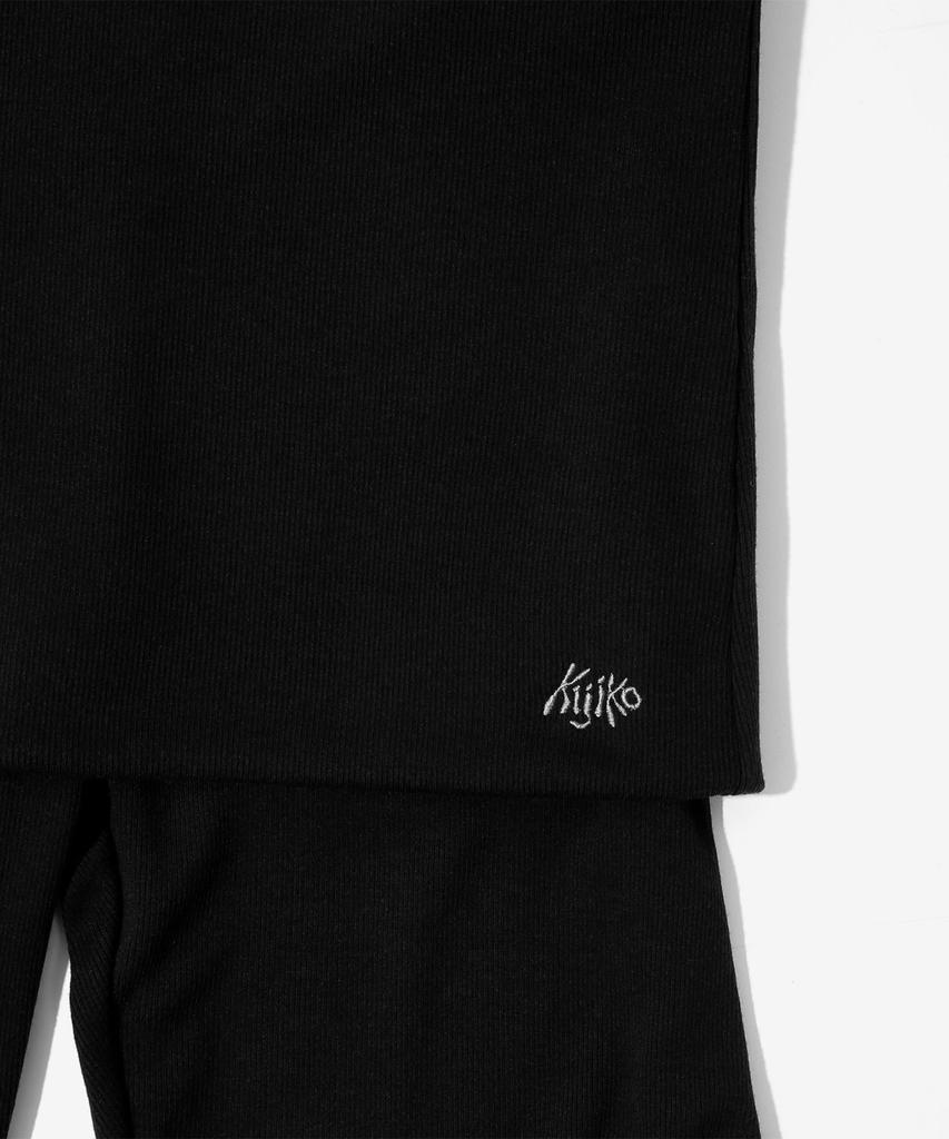 KIJIKO Ke609-Shirring Skirt Leggings Black