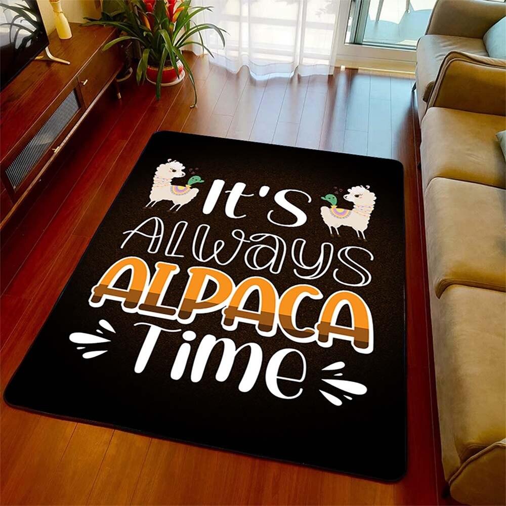 Alpaca 3D Printing Carpet Animal Decoration Rug Mat Funny Birthday for Friend Living Room Bedroom Kids Room Rugs Mat Home Decor