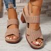 Fashion 2025 Summer New Thick High Heel Sandals Women's Cross Band Fashion Beach Sandels Hook Loop Anti-Slip Platform Sandalias De Mujer