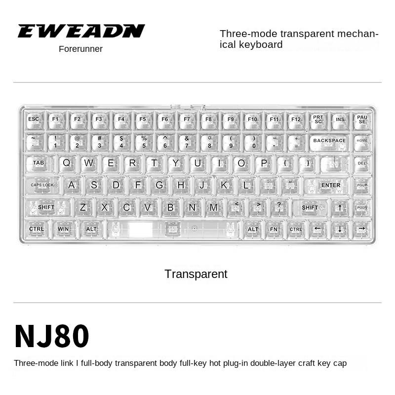 Transform Your Gaming with NJ80 Transparent Wireless Mechanical Gaming Keyboard