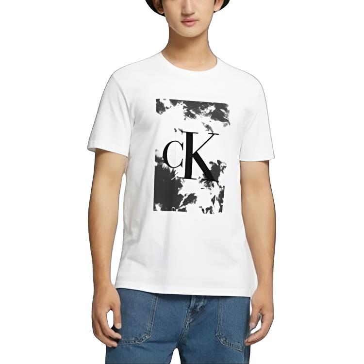 Calvin Klein Letter Print Casual Short Sleeve T-Shirt Men Tops White 40IC809-540