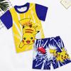 2026 Pokemon Moda Camiseta Shorts Conjuntos de 2 Peças para Crianças Roupa de Treino pikachu Estampado 3D Meninos Meninas Camisetas Trajes de Verão