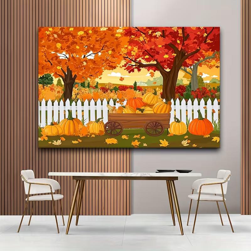 2D Fall Harvest Maple Leaves Background for Birthday & Festival